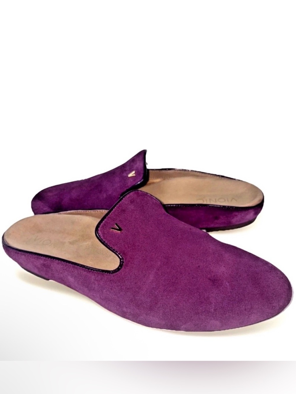 Vionic Womens 8.5 Carnegie Mules Loafers Shoes
Purple Suede comfort insole slide